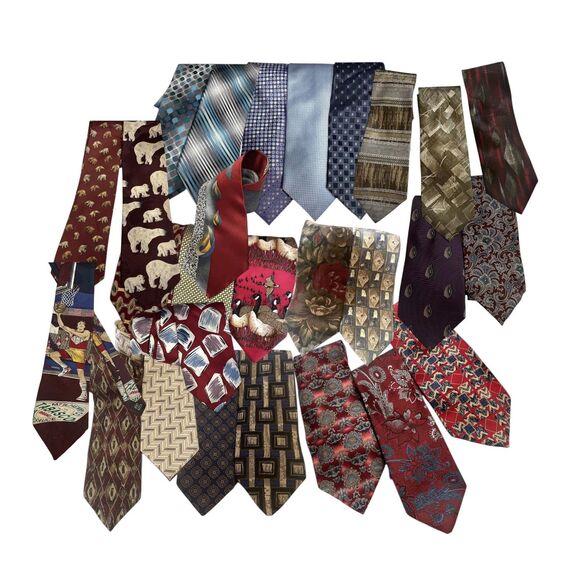 Men's Neck Tie Collection Lot of 34 Silk Or Silk Blend Designer And Others - Picture 1 of 6